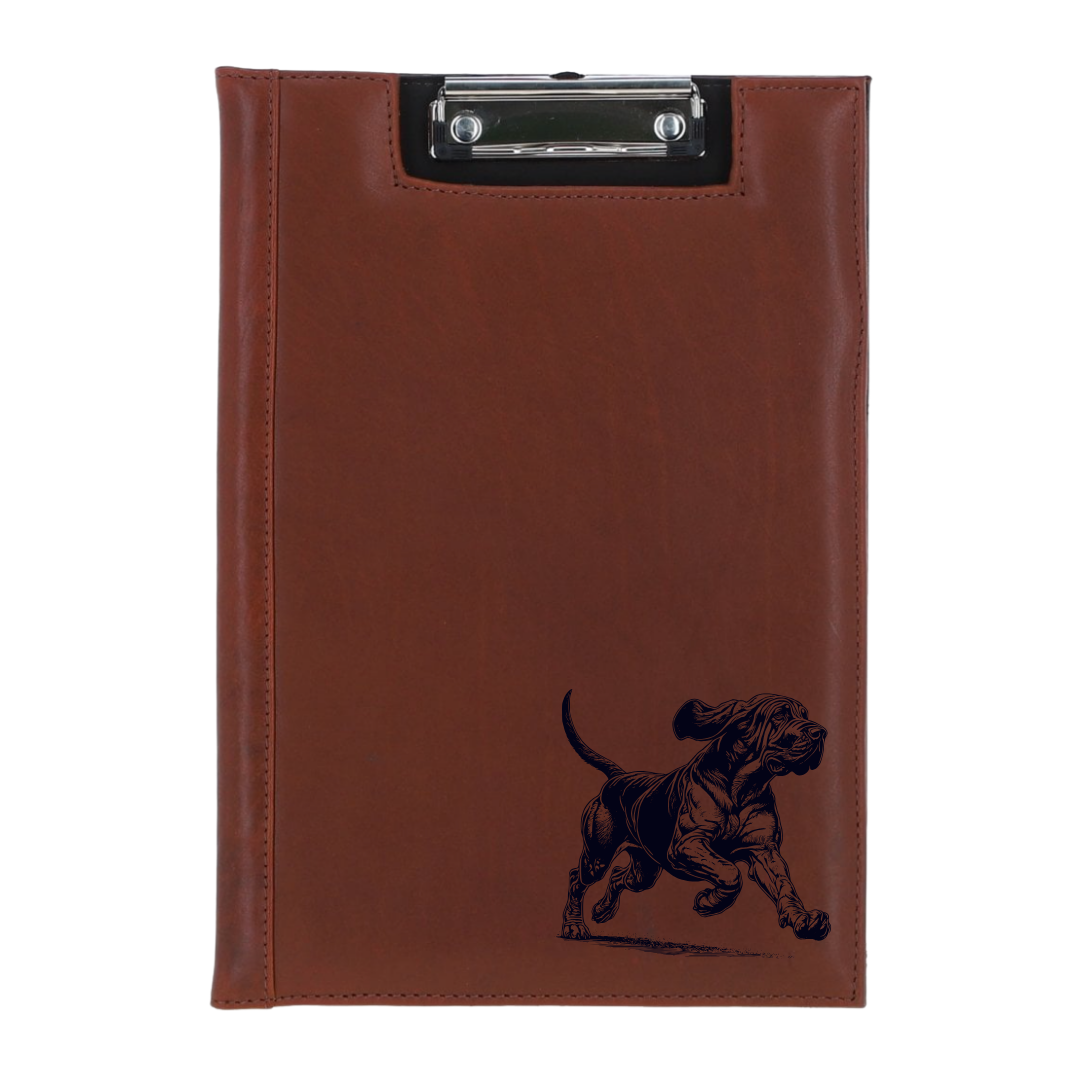Bloodhound Running Engraved Leather Clipboard