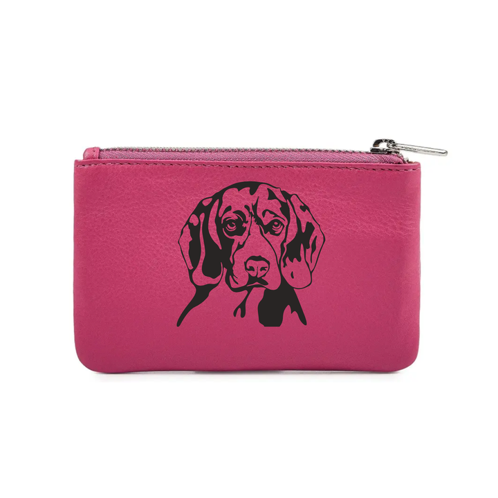 Beagle Face Engraved Genuine Leather Coin Purse (Multiple Colour Options)