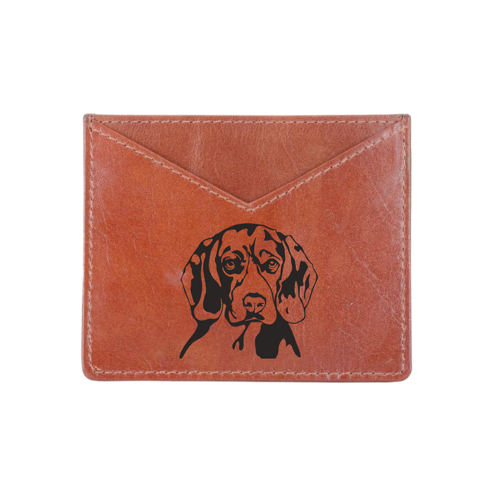 Beagle Face Engraved Genuine Leather Cardholder