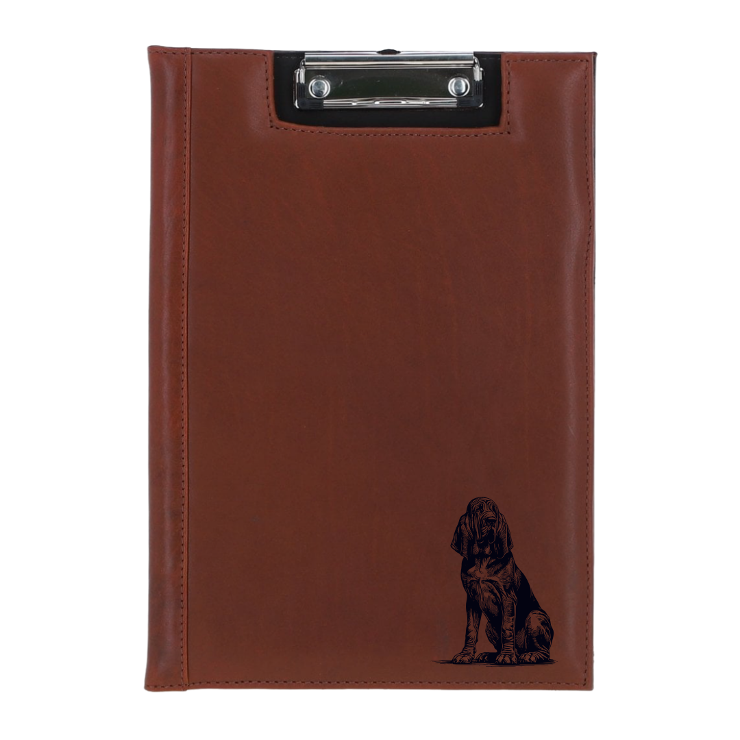 Bloodhound Sitting Engraved Leather Clipboard