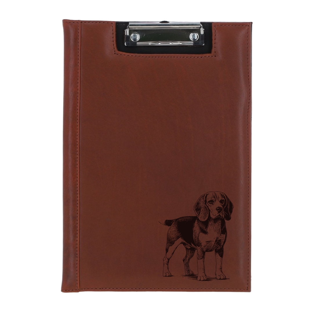 Beagle Standing Engraved Leather Clipboard