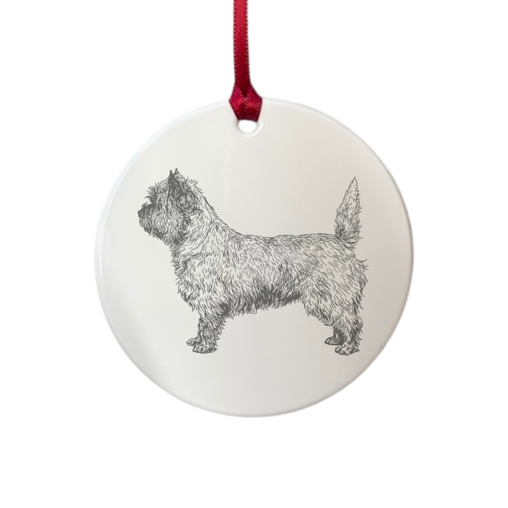 Personalised Cairn Terrier Stacked Standing Engraved White Acrylic Decoration