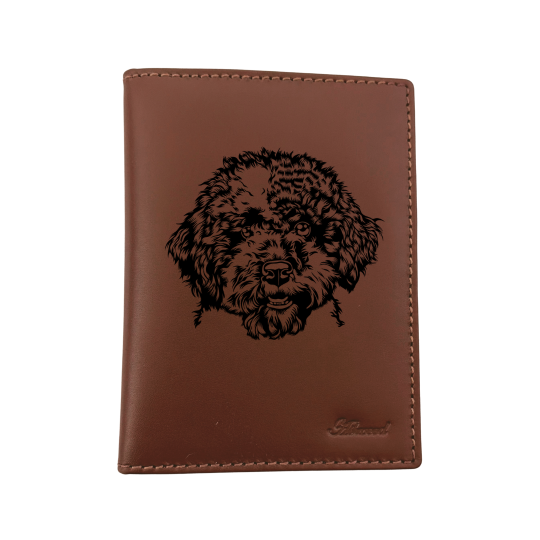 Lagotto Romagnolo Face Engraved Leather Passport Cover