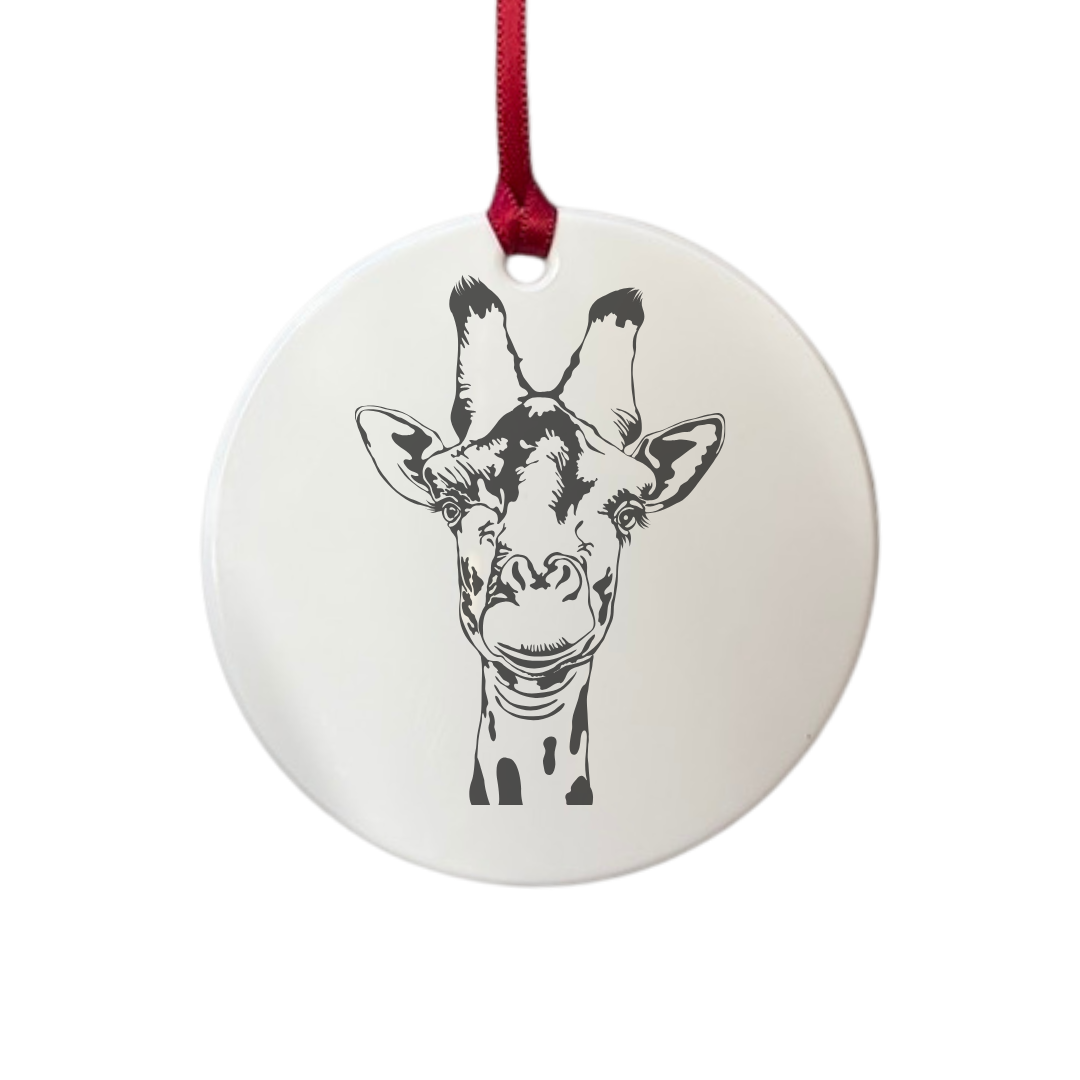 Personalised Giraffe Engraved White Acrylic Decoration