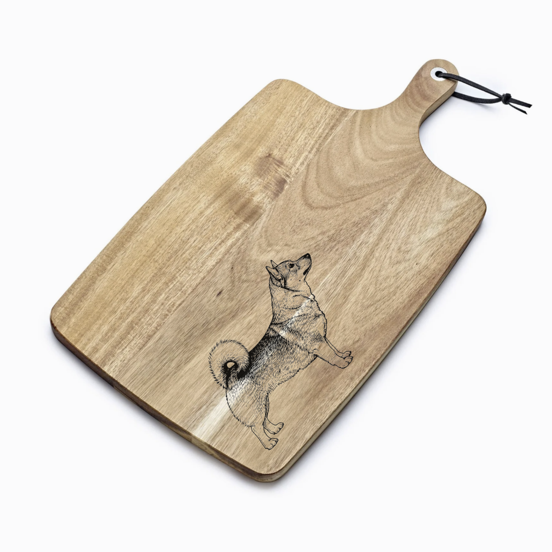 Personalised Swedish Vallhund Engraved Acacia Serving Board