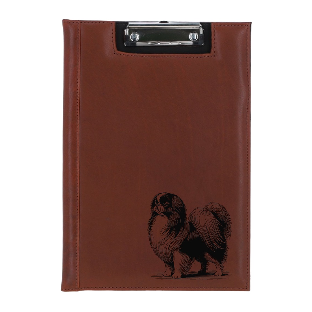 Japanese Chin Standing Engraved Leather Clipboard