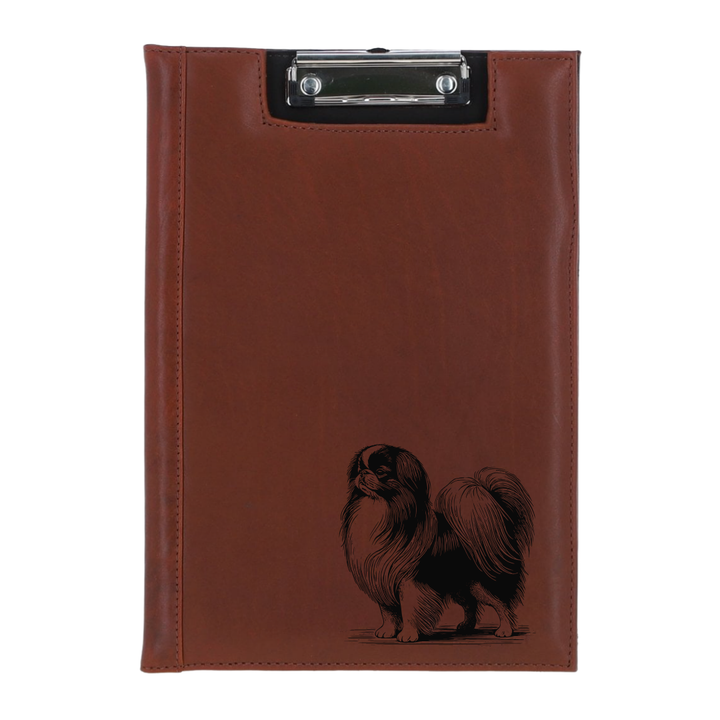 Japanese Chin Standing Engraved Leather Clipboard