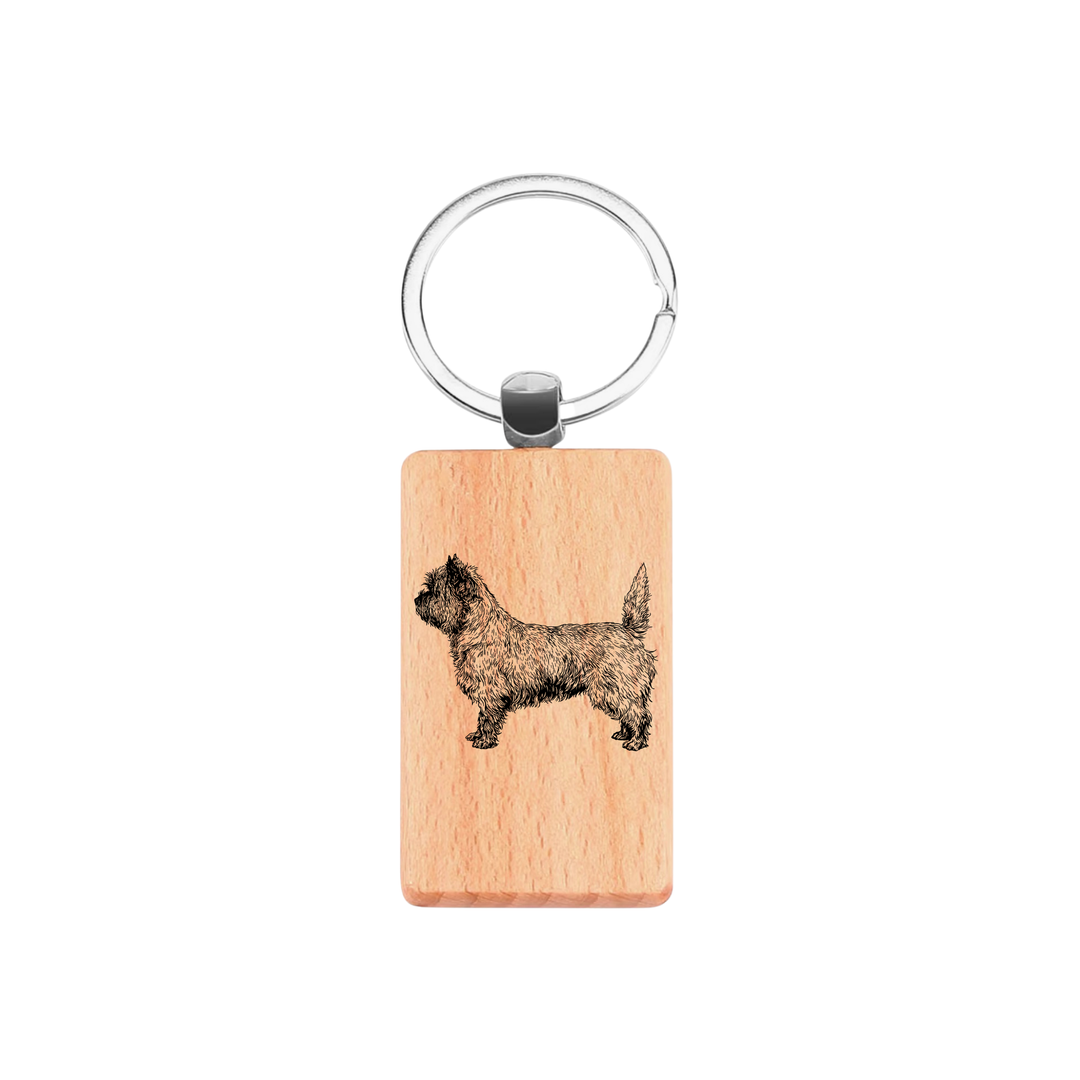 Cairn Terrier Stacked Standing Engraved Rectangle Wooden Keyring