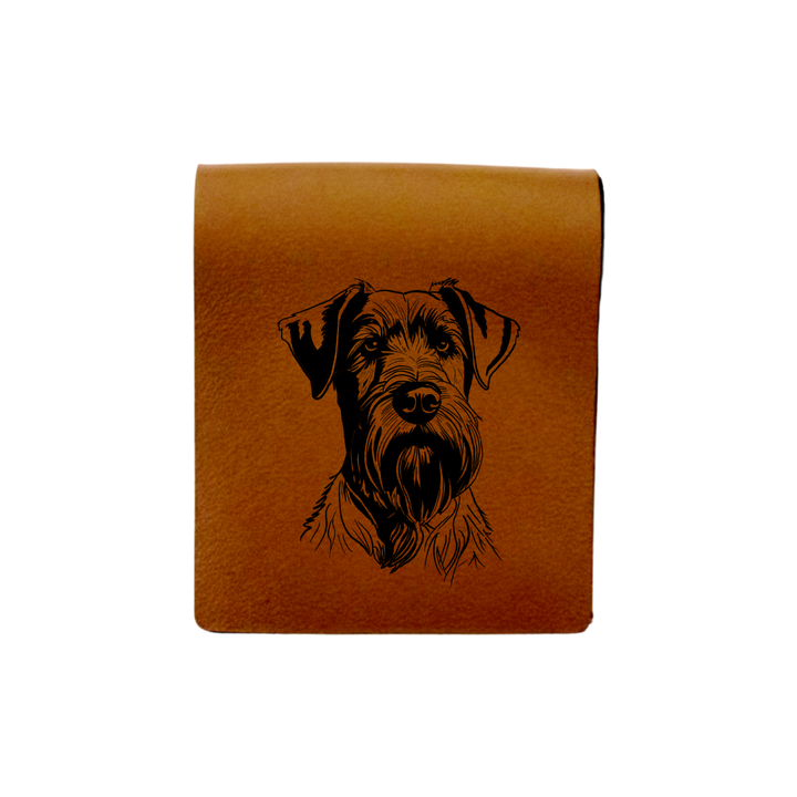 Giant Schnauzer Face Engraved Genuine Leather Magnetic Bookmark