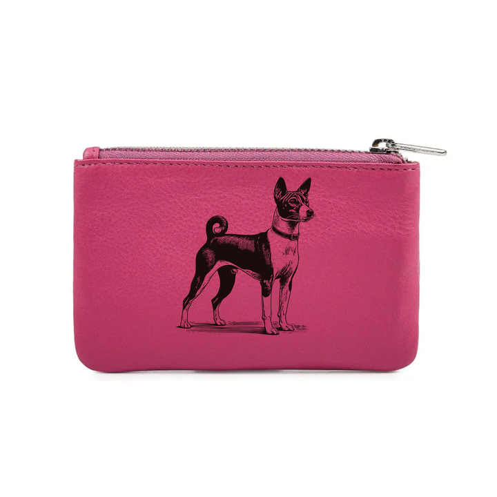 Basenji Engraved Genuine Leather Coin Purse (Multiple Colour Options)