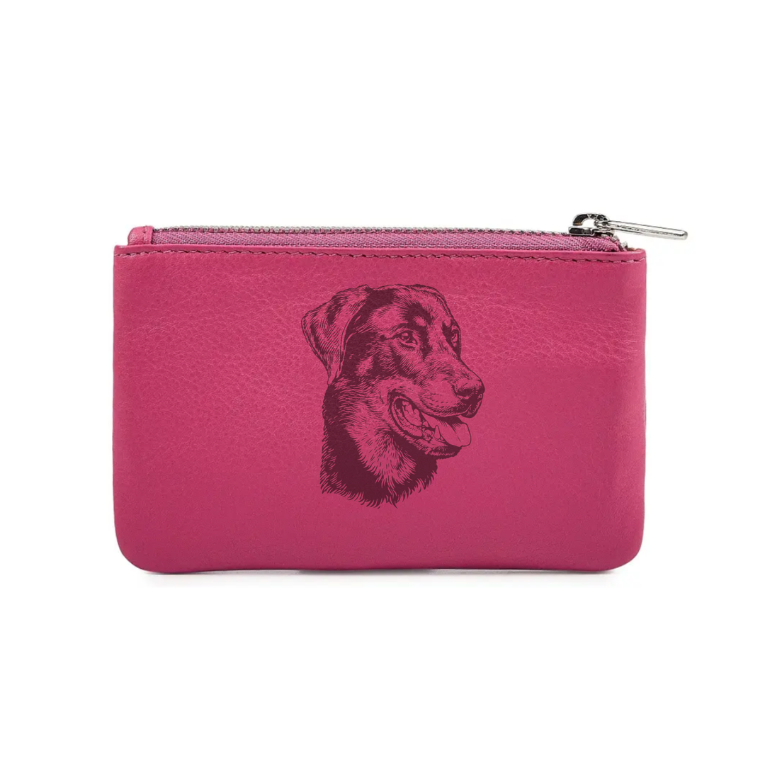 Beauceron Engraved Genuine Leather Coin Purse (Multiple Colour Options)