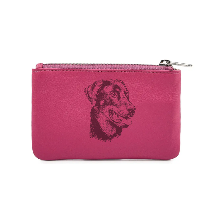 Beauceron Engraved Genuine Leather Coin Purse (Multiple Colour Options)