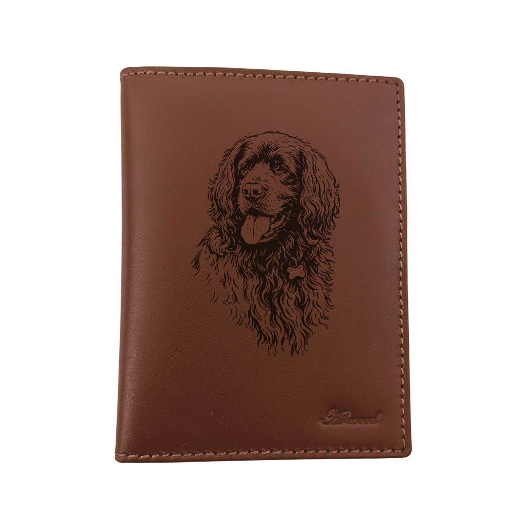 Sussex Spaniel Face Engraved Leather Passport Cover