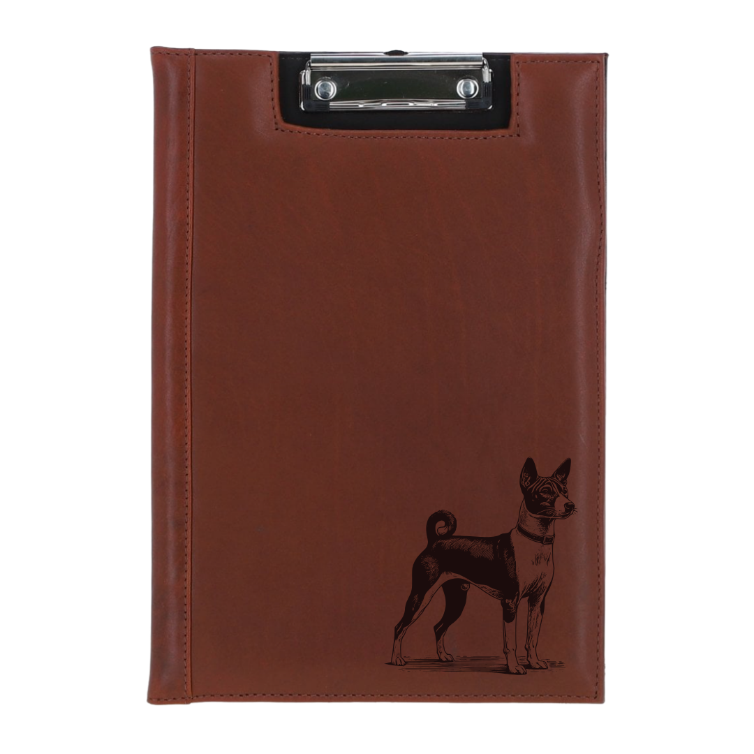 Basenji Standing Engraved Leather Clipboard