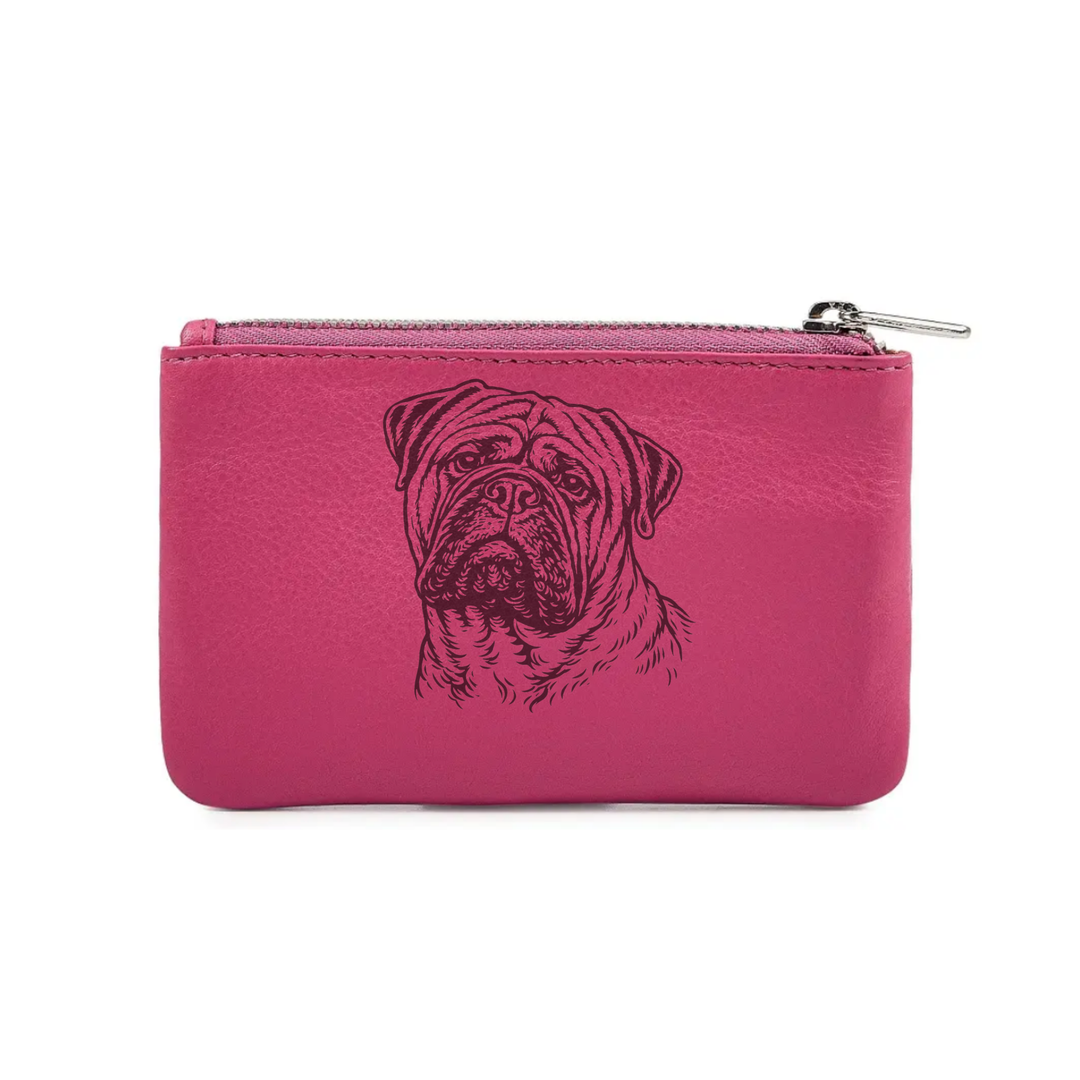 Bullmastiff Engraved Genuine Leather Coin Purse (Multiple Colour Options)