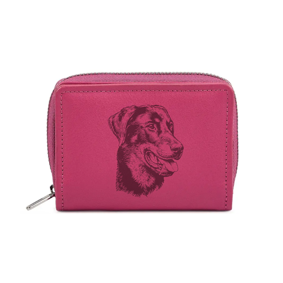 Beauceron Engraved Small Leather Purse (Green/Pink/Blue/Red)