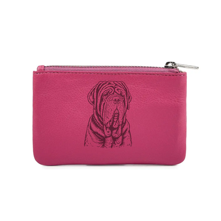 Neapolitan Mastiff Face Engraved Genuine Leather Coin Purse (Multiple Colour Options)