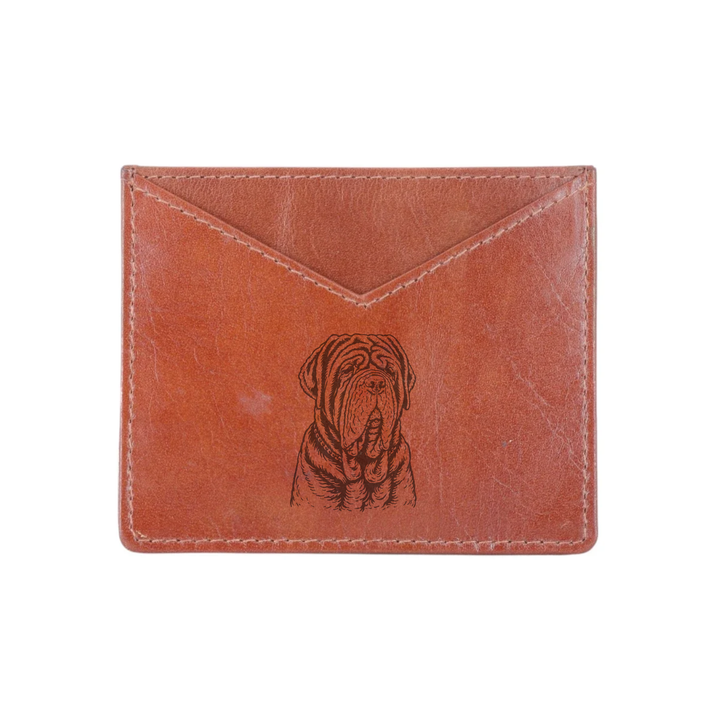 Neapolitan Mastiff Face Engraved Genuine Leather Cardholder