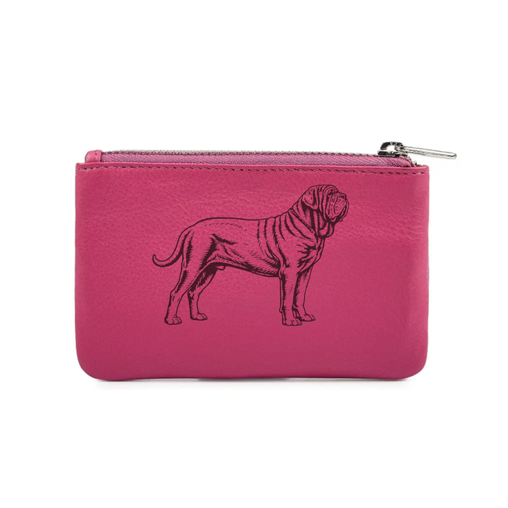 Neapolitan Mastiff Standing Engraved Genuine Leather Coin Purse (Multiple Colour Options)