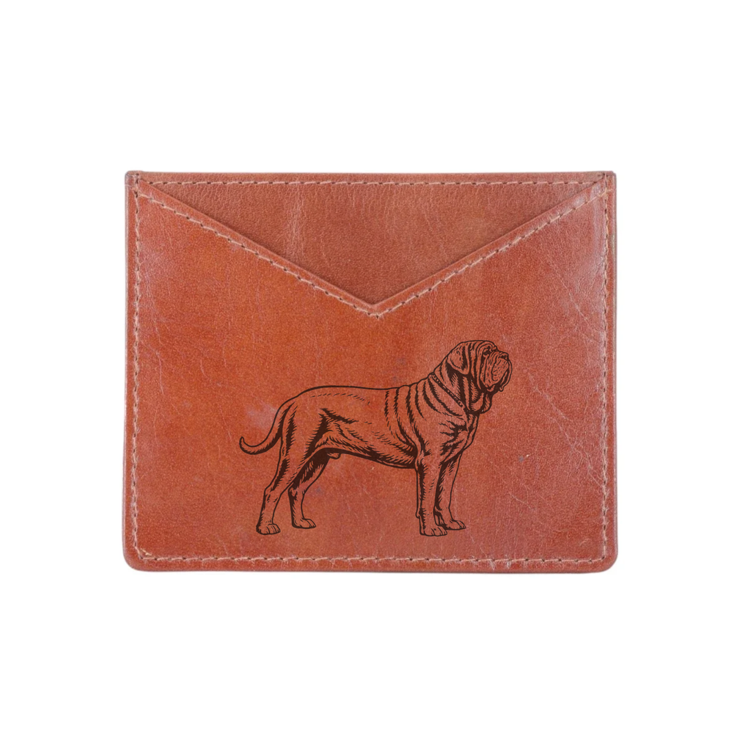 Neapolitan Mastiff Standing Engraved Genuine Leather Cardholder