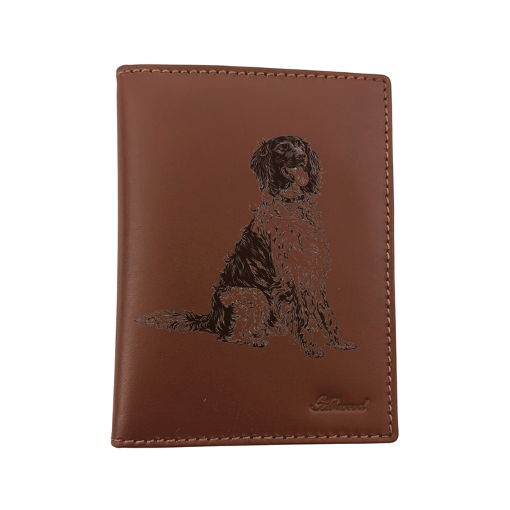 Munsterlander Sitting  Engraved Leather Passport Cover