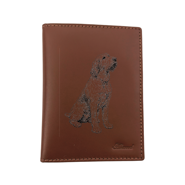 Italian Spinone Sitting Engraved Leather Passport Cover