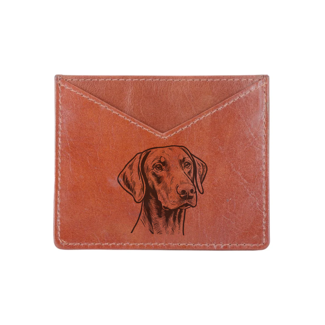 Dobermann Engraved Genuine Leather Cardholder