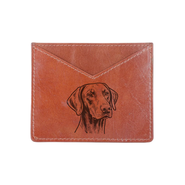 Dobermann Engraved Genuine Leather Cardholder