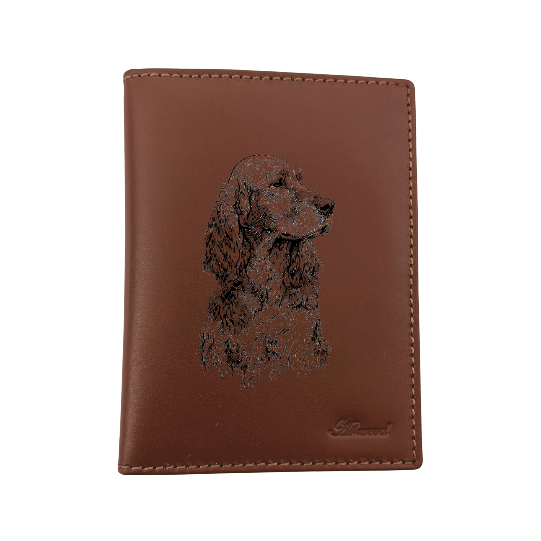 Irish Setter Face Engraved Leather Passport Cover