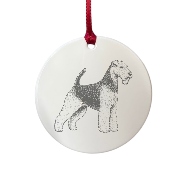 Personalised Welsh Terrier Standing Engraved White Acrylic Decoration