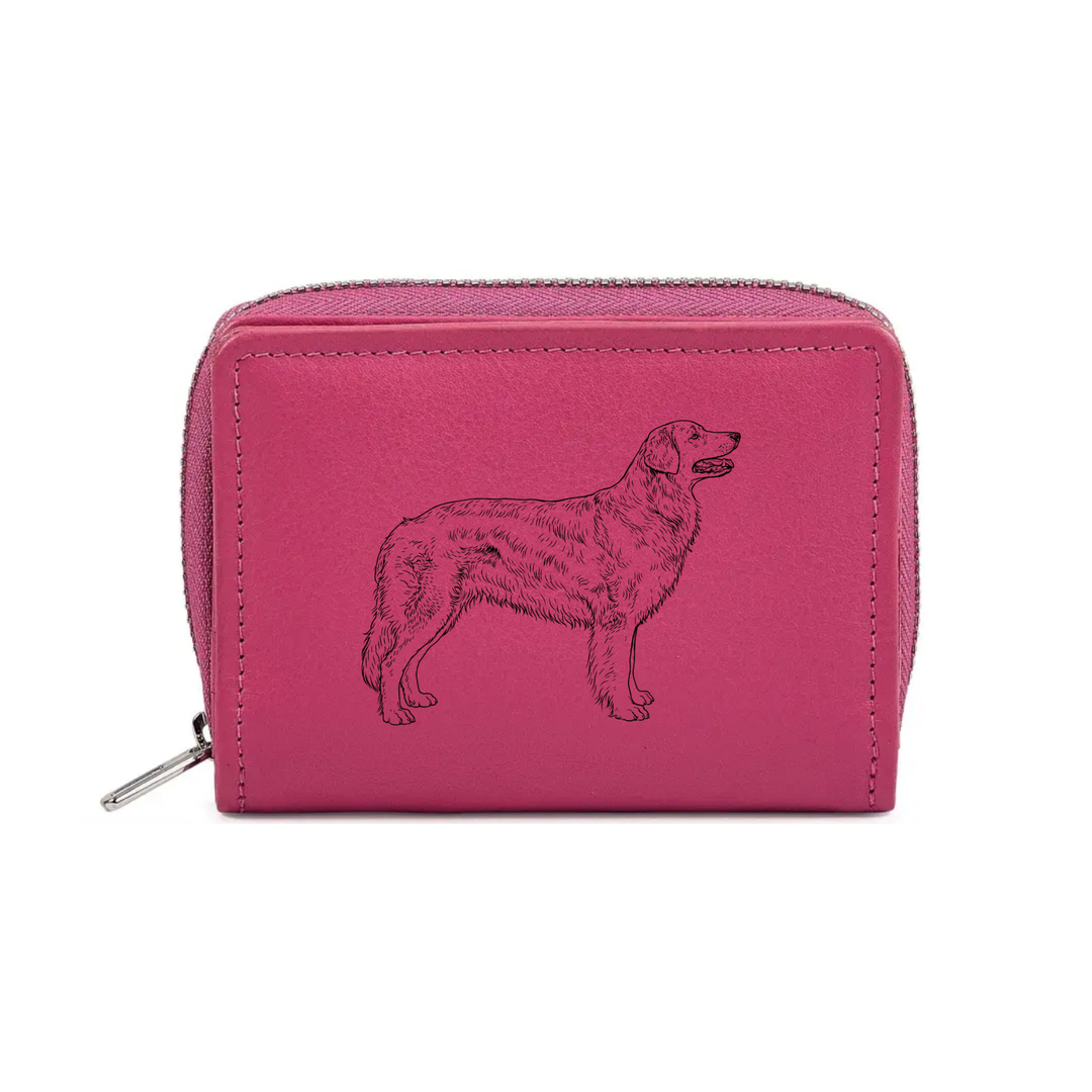 Hovawart Standing Engraved Small Leather Purse (Green/Pink/Blue/Red)