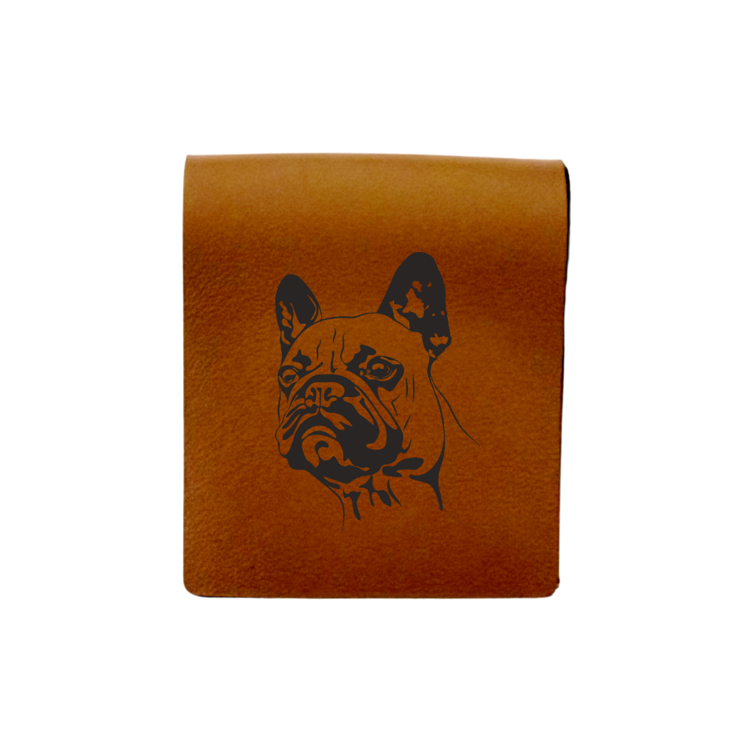 French Bulldog Face Engraved Genuine Leather Magnetic Bookmark