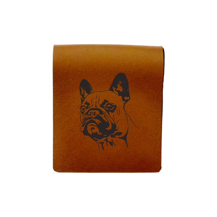 French Bulldog Face Engraved Genuine Leather Magnetic Bookmark