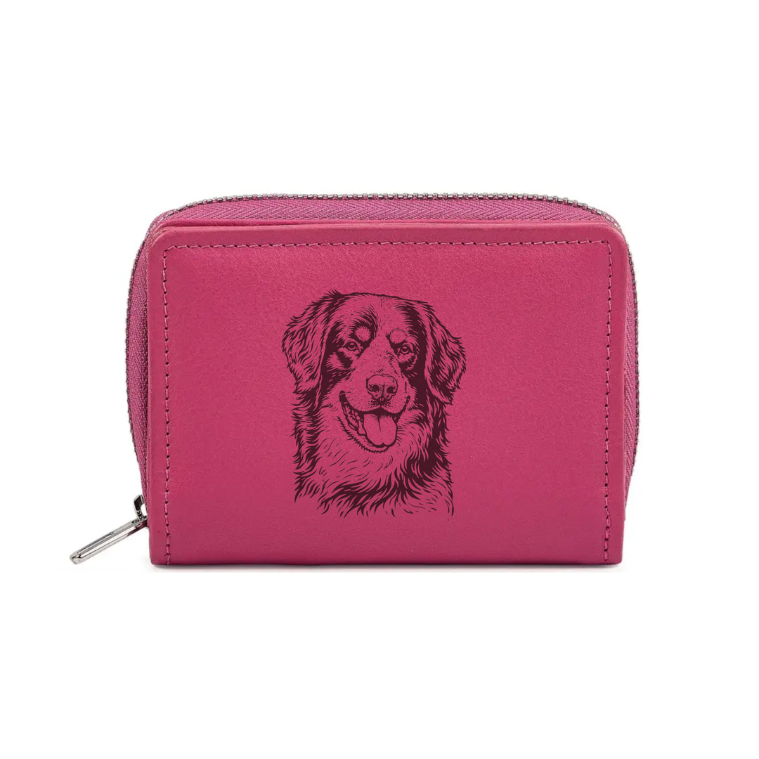 Hovawart Face Engraved Small Leather Purse (Green/Pink/Blue/Red)