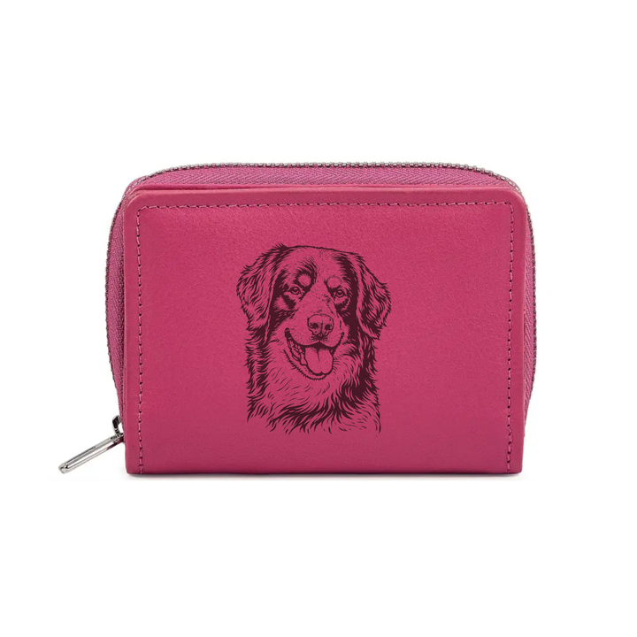 Hovawart Face Engraved Small Leather Purse (Green/Pink/Blue/Red)