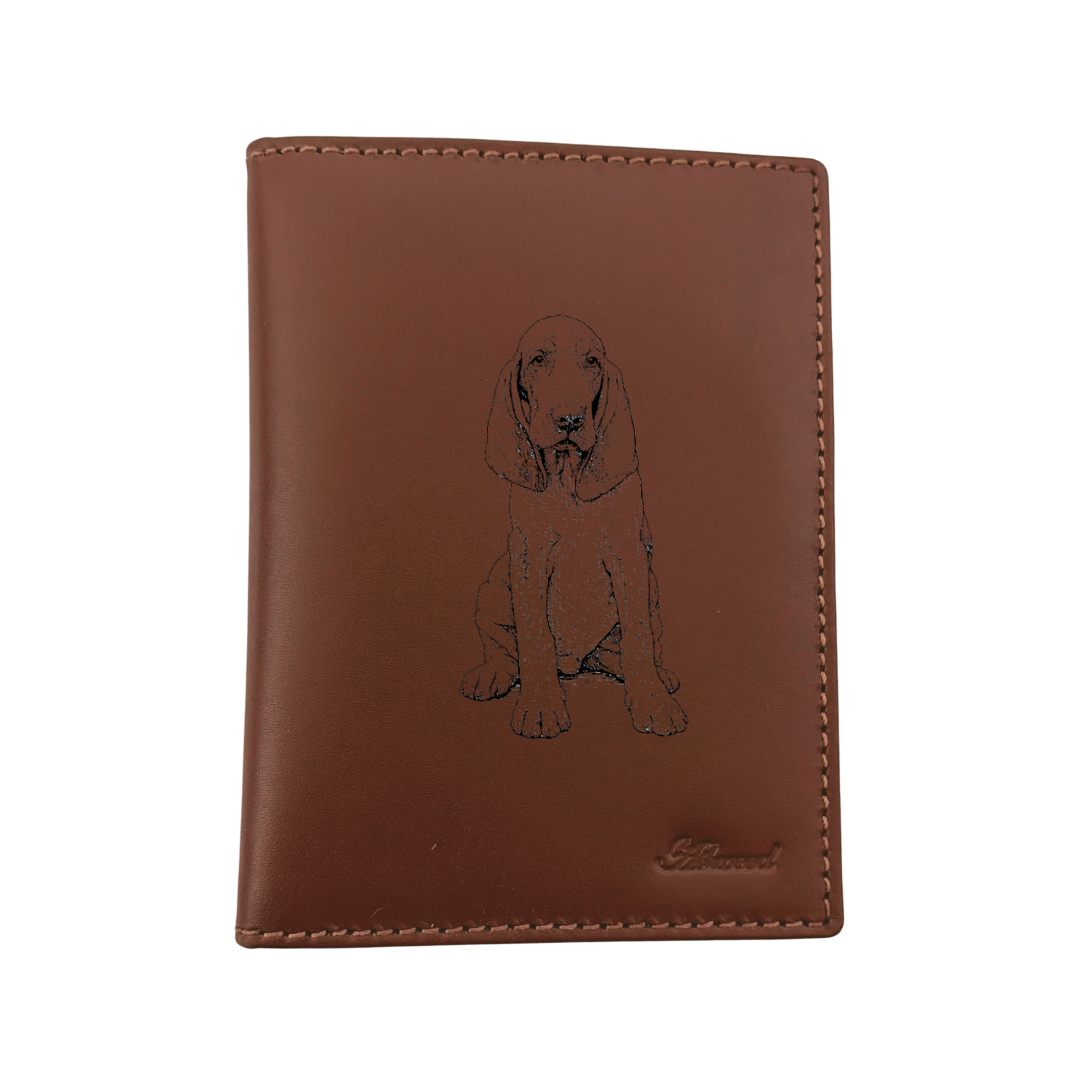 Bracco Italiano Sitting Engraved Leather Passport Cover