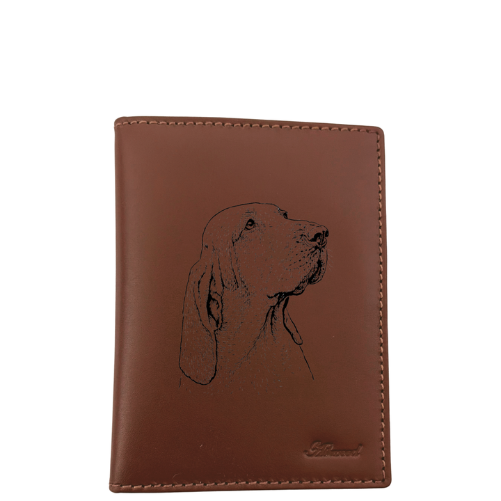 Bracco Italiano Face Engraved Leather Passport Cover