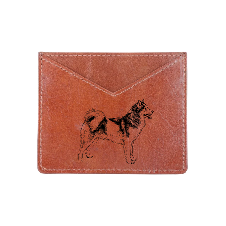 Canadian Eskimo Dog Standing Engraved Genuine Leather Cardholder