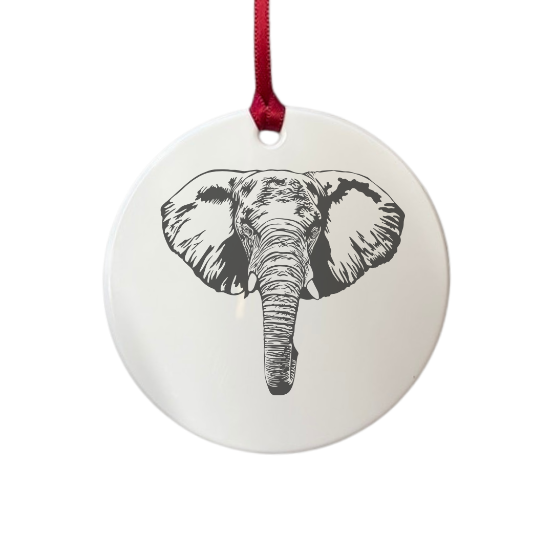 Personalised Elephant Engraved White Acrylic Decoration