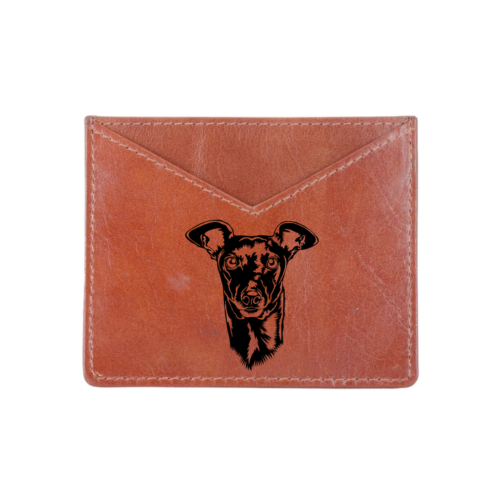 Italian Greyhound Engraved Genuine Leather Cardholder