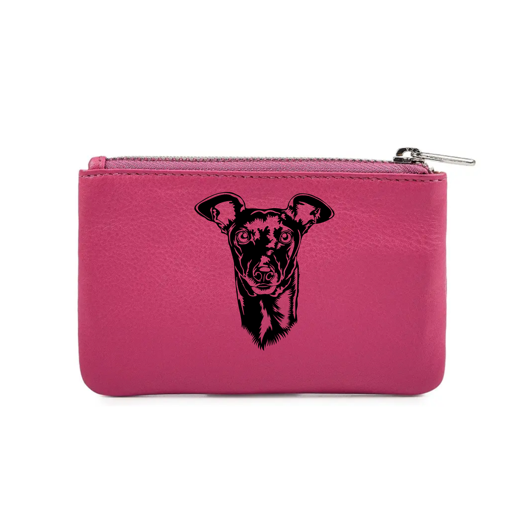 Italian Greyhound Engraved Genuine Leather Coin Purse (Multiple Colour Options)