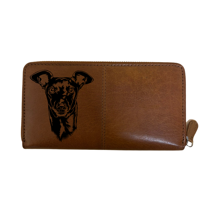 Italian Greyhound Engraved Large Leather Purse