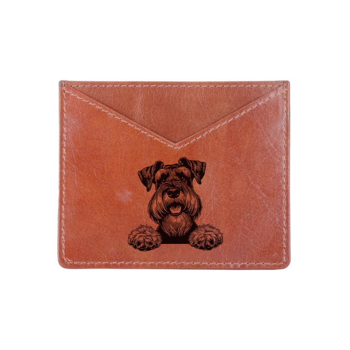 Giant Schnauzer Paws Engraved Genuine Leather Cardholder