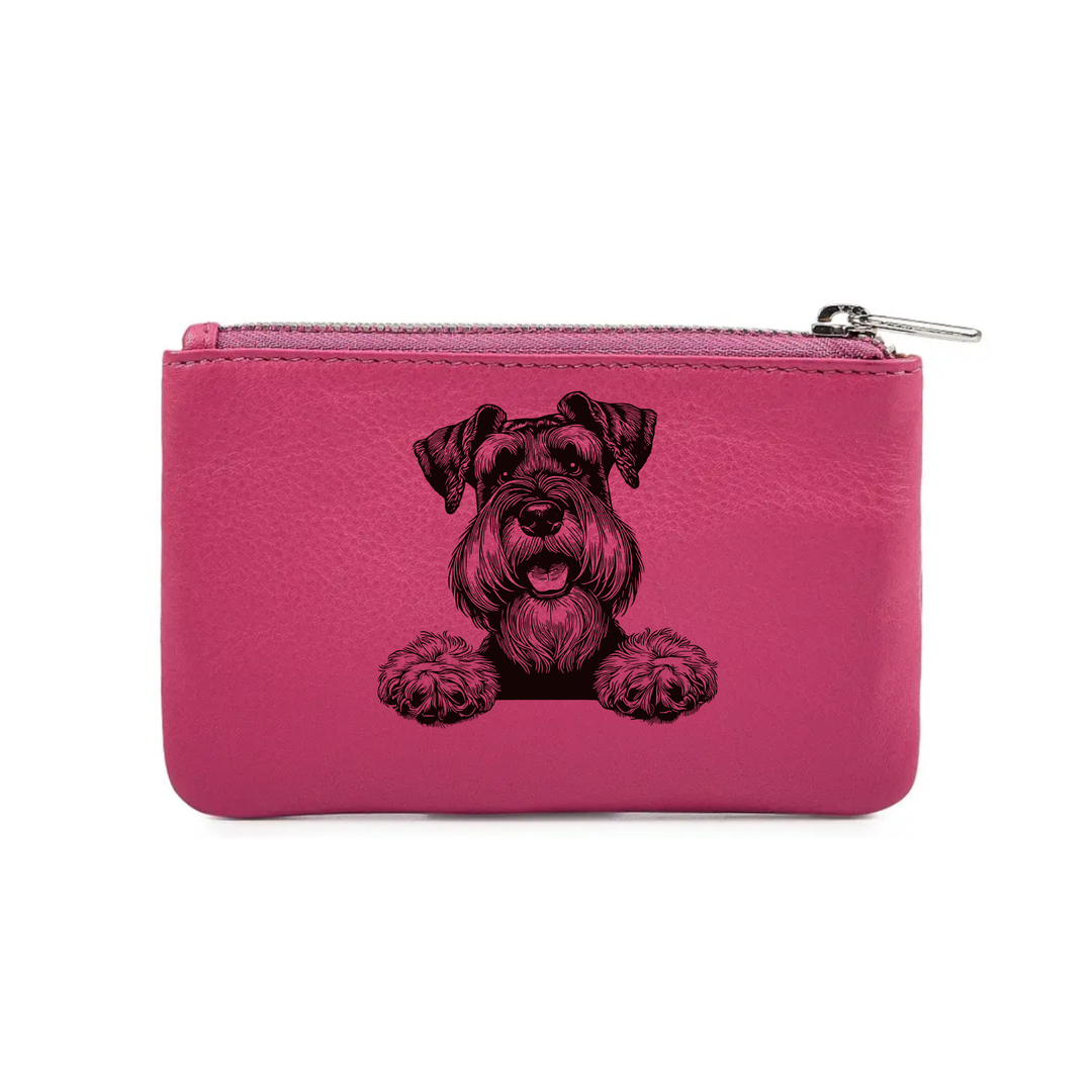 Giant Schnauzer Paws Engraved Genuine Leather Coin Purse (Multiple Colour Options)