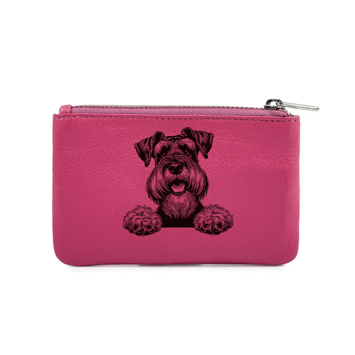 Giant Schnauzer Paws Engraved Genuine Leather Coin Purse (Multiple Colour Options)