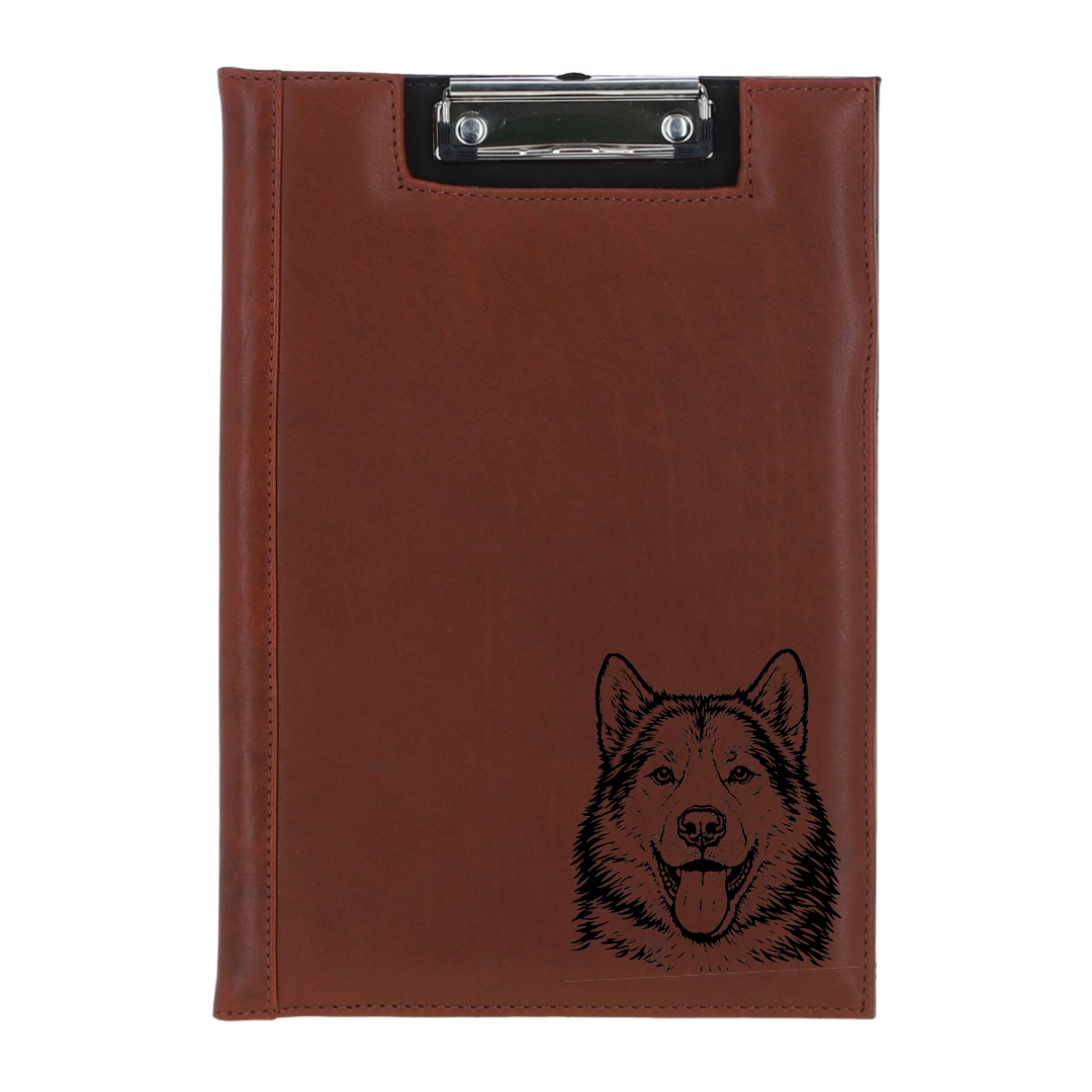 Canadian Eskimo Dog Face Engraved Leather Clipboard