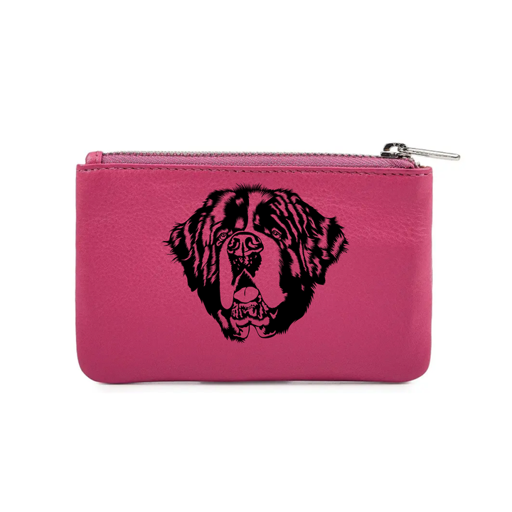 Saint Bernard Engraved Genuine Leather Coin Purse (Multiple Colour Options)