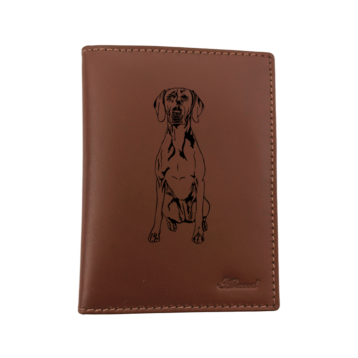 Weimaraner Sitting Engraved Leather Passport Cover