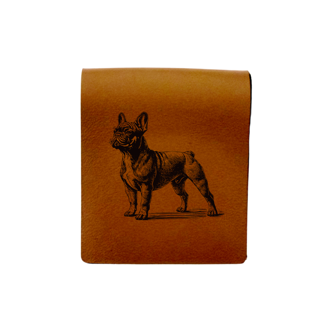 French Bulldog Standing Engraved Genuine Leather Magnetic Bookmark