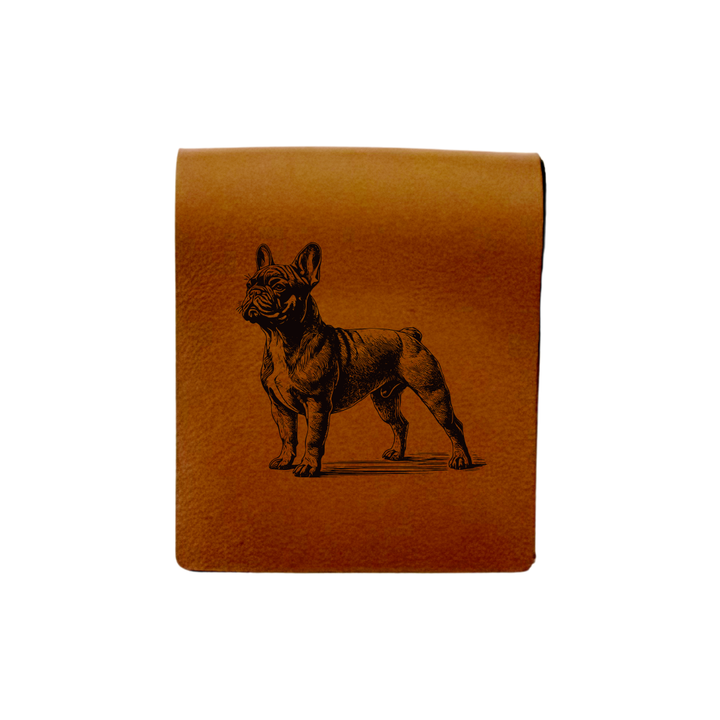 French Bulldog Standing Engraved Genuine Leather Magnetic Bookmark